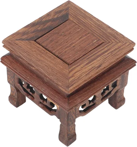 Vista 5 de Mini soporte de exhibición de taburete de madera de estilo chino, estante de exhibición de macetas de jardín, soporte decorativo para elevador