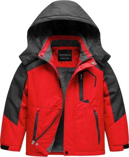 Vista 9 de CREATMO US Chaqueta de esquí impermeable para niño, abrigo de nieve cálido para invierno, resistente al viento, chaqueta de lluvia para snowboard