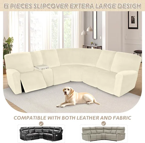 Vista 366 de Arfntevss Fundas de sofá seccional reclinable de terciopelo, Funda de sofá seccional de esquina para sofá reclinable, Funda elástica suave