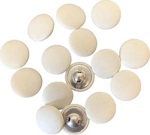 Vista 57 de Heyiwell 30 botones redondos cubiertos de cuero con vástago de metal, para vestidos de novia, camisas, vestidos, manualidades de costura (beige, mm)