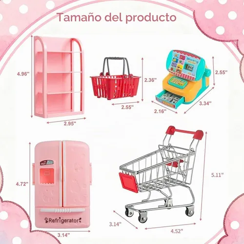 Vista 3 de 164Pcs Mini Carrito de Compras Cesta Miniatura Comida Bebida Juguetes Supermercado Metal Manivela Carrito Muñeca Casa Tienda Accesorios