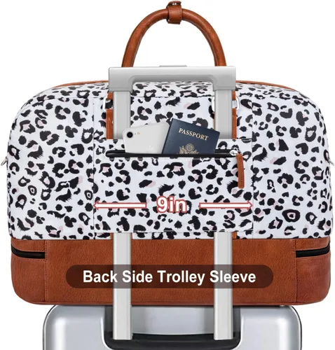 Vista 106 de IBFUN Bolsas de fin de semana para mujer, bolsa grande de lona para viaje, bolsa de viaje con compartimento para zapatos, 21 pulgadas, juego de 3