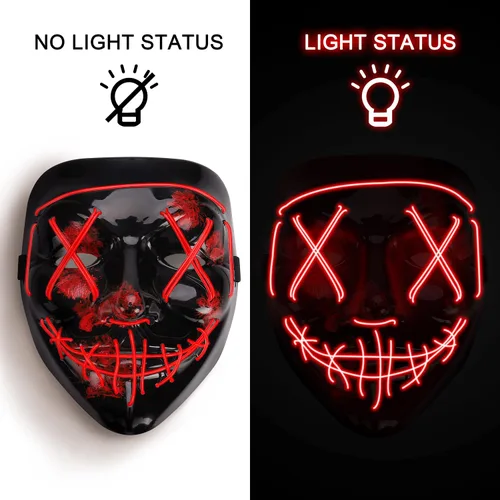 Vista 3 de Sago Brothers Halloween Mask LED Light up Purge Mask Purge Mask CostumeHalloween Masks costume for Men Women Kids