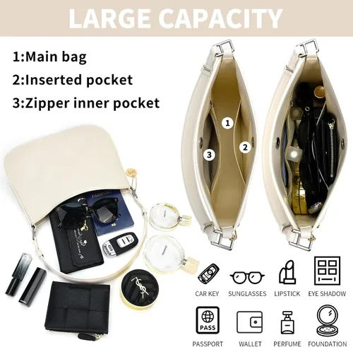 Vista 5 de PS PETITE SIMONE Bolso de hombro para mujer, monederos negros para mujer, bolso pequeño, bolso de hombro para mujer, bolso de hombro Alicia