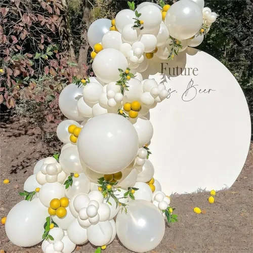 Vista 6 de Paquete de 150 globos blancos de diferentes tamaños, 18, 12, 10, 5 pulgadas, kit de arco de guirnalda de globos de fiesta de cumpleaños, baby