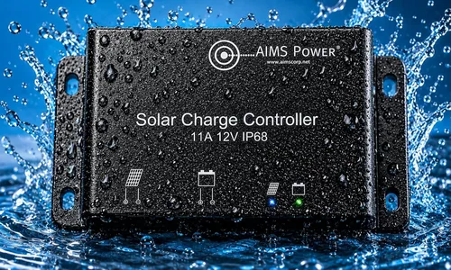 Vista 2 de AIMS POWER Controlador de carga solar impermeable de 11 amperios con cables precableados fáciles de instalar para batería de litio AGM, gel y LiFePO4
