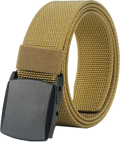 Vista 12 de LionVII Cinturón para hombre, cinturón casual de nailon con hebilla de plástico transpirable para viajes de trabajo, fácil de recortar