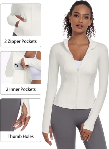 Vista 3 de VUTRU Womens Workout Yoga Jacket Lightweight Zip Up Athletic Jacket Lightweight Cropped Jacekt with Pockets