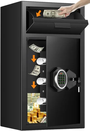 Vista 10 de Caja fuerte de 2.6 pies cúbicos para negocios, caja fuerte de lugar rápido con ranura de caída, cerradura de combinación retroiluminada digital
