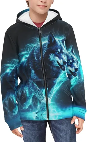 Vista 3 de Parprinty Sudadera con capucha suave y holgada para niños, con estampado de animales, con bolsillos, cómoda chaqueta con capucha