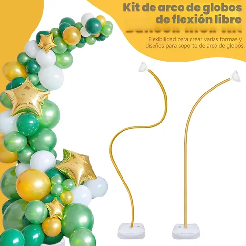 Vista 5 de AerWo Kit de Arco de Globos de 9.35 pies y 6 pies, Soporte de Arco de Medio Globo de Flexión Libre con Base, Marco de Arco de Globos Dorado de Piso
