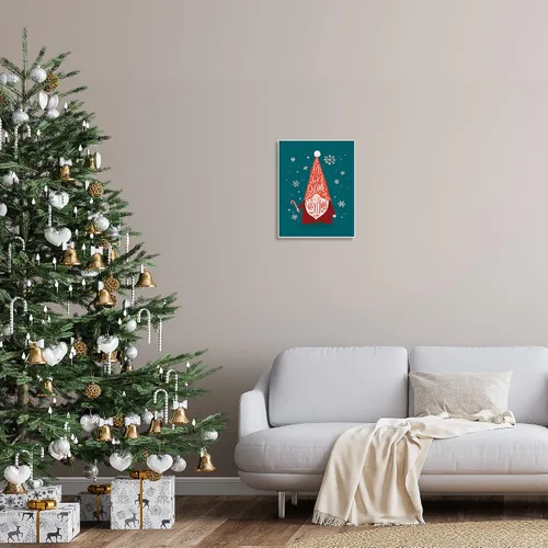 Vista 2 de Stupell Industries Gnomo para Navidad, juego de palabras, divertido elfo de jardín, diseñado por Loni Harris, placa de pared, 13 x 19 pulgadas, azul