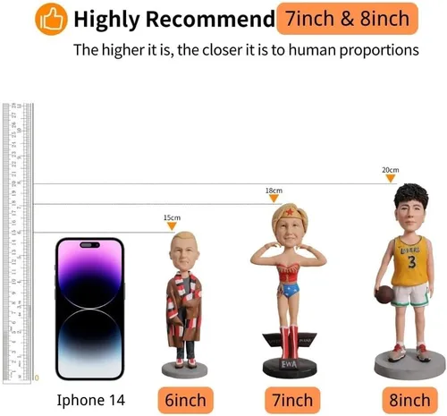 Vista 5 de Novela Figuras de Bobbleheads personalizadas a partir de la imagen para adultos; escultura personalizada totalmente hecha a mano, figura de cabeza