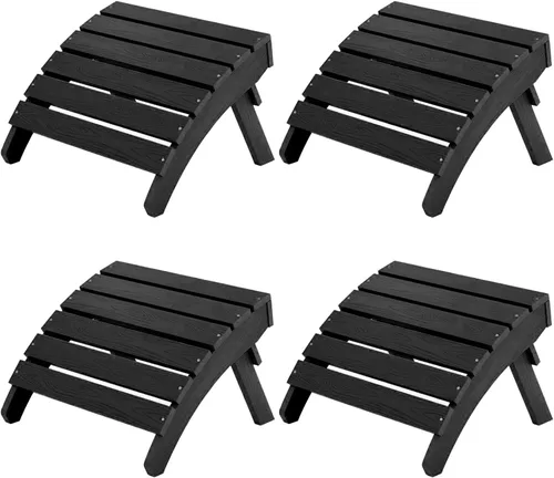 Vista 8 de MXIMU Taburete otomano plegable Adirondack para exteriores: Taburete de plástico HIPS para patio, fácil montaje, reposapiés para todo tipo de clima