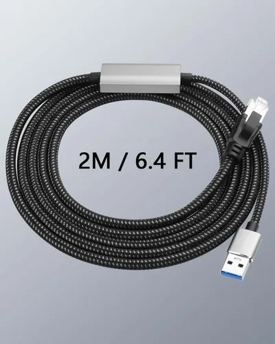 Vista 7 de CERRXIAN Cable Ethernet USB A a 2.5 Gbps de 6.5 pies, adaptador Gigabit RJ45 LAN a tipo A, convertidor de cable de red Cat directamente conectado a