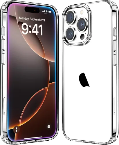Vista 10 de JJGoo Compatible con iPhone 16 Pro Max Funda transparente, transparente a prueba de golpes, funda protectora trasera de policarbonato duro