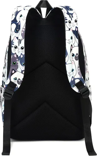 Vista 5 de Joymoze Bolsa de libros resistente al agua para adolescentes con bolsa de almuerzo y monedero para lápices Gato