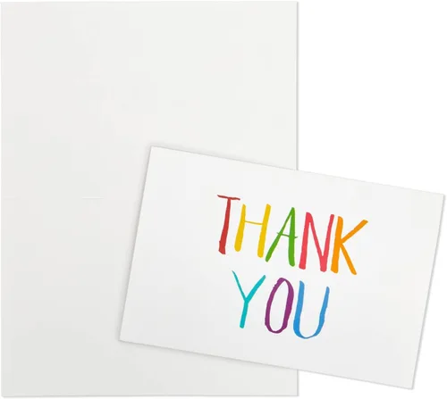 Vista 7 de Juvale Thank You Cards with Envelopes - Bulk Blank Thank You Notes & Cards for Kids & Adults - 6 Assorted Rainbow Designs - White, 48 Pack, 4 x 6 In