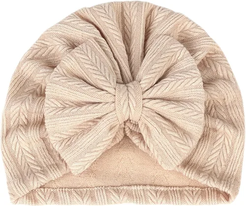 Vista 2 de Gorro de punto para bebé con lazos lindos turbante para envolver el sombrero (MZ6)