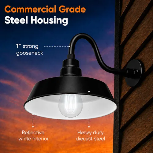 Vista 5 de 14 pulgadas. RLM Warehouse - Pantalla con brazo de cuello de cisne y bombilla Led A19 5000K de 9W