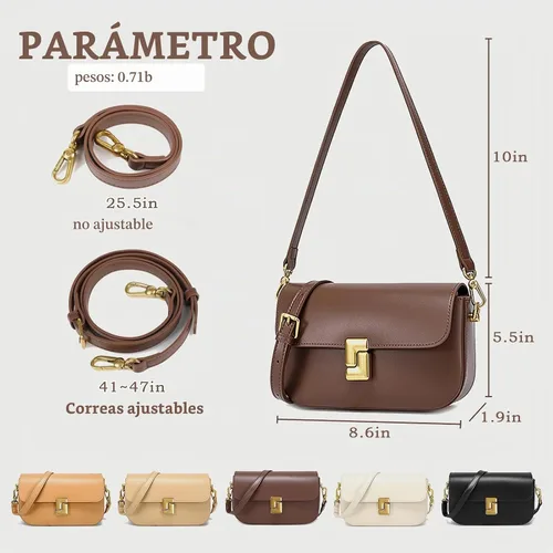 Vista 6 de imeetu Genuine Leather Shoulder Bag for Women, Small Crossbody Bag anaranjado albaricoque