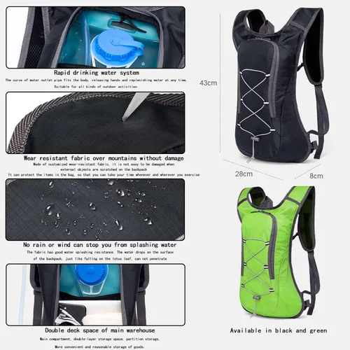Vista 2 de Mochila de hidratación, mochila de hidratación - Mochila de agua con vejiga de hidratación de 2 litros-La mochila perfecta para deportes al aire