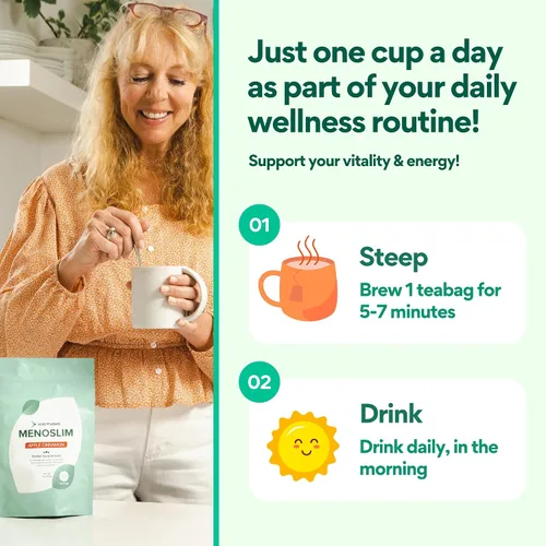 Vista 6 de VoomVaya MenoSlim Tea - Suplemento para la menopausia y la perimenopausia para mujeres - Apoya el metabolismo saludable y el bienestar general