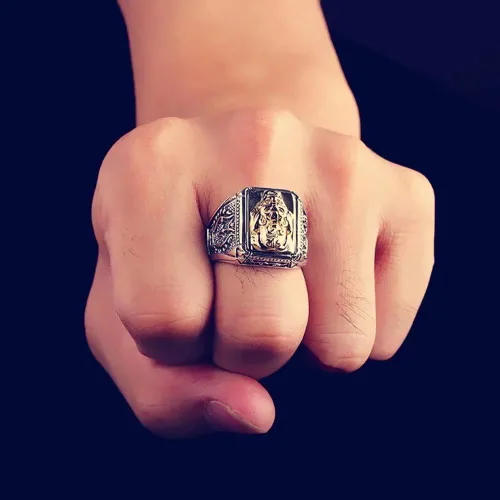 Vista 5 de Renning - Anillo de plata de ley 925 Feng Shui PiXiu para hombres y mujeres, anillos de riqueza Nafu de la suerte, talla 08-14