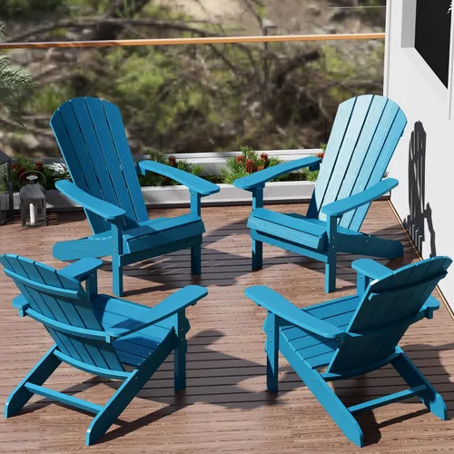 Vista 27 de YEFU Silla Adirondack de plástico resistente a la intemperie, sillas de patio con instalación fácil en 5 pasos, se ve exactamente como madera real