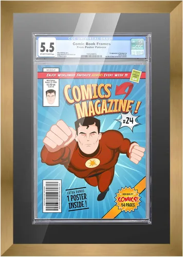 Vista 2 de Poster Palooza Marco de cómics con paspartú para 1 cómic de grado CGC, CBCS o PGX, marco de cómic de bronce para cómic de 8.125 x 13 pulgadas
