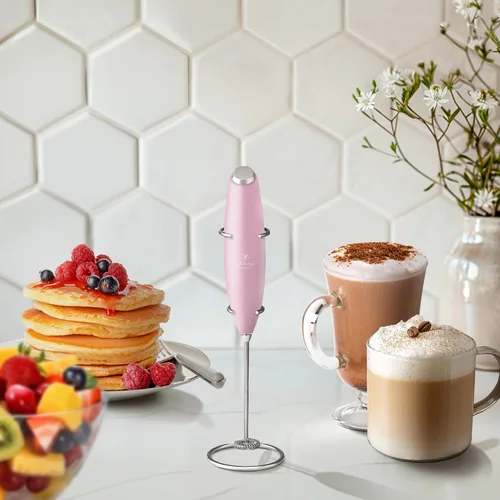 Vista 318 de Zulay Milk Boss Espumador de leche potente manual, hace espuma para latte, batidor para mezclar bebidas, café, miniespumador para capuchino, frappé