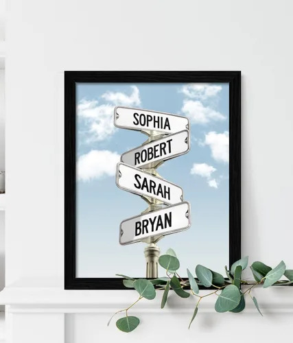Vista 6 de VIRAGIL Lienzo personalizado con nombre de calle familiar, póster personalizado para decoración del hogar y sala de estar, arte de pared