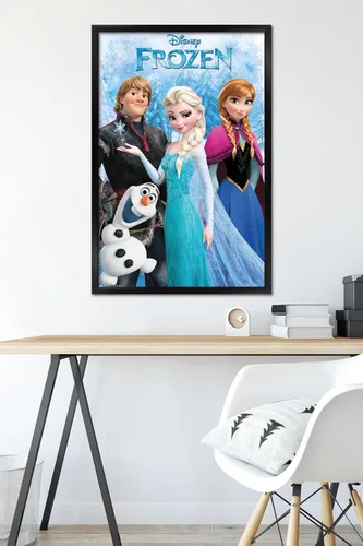 Vista 6 de 24 x 36 pulgadas de Disney Frozen - Póster de pared grupal, 36 pulgadas de largo x 24 pulgadas de ancho, versión enmarcada en negro