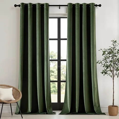 Vista 46 de EMEMA Cortinas de terciopelo negro, 2 paneles de 40 x 63 pulgadas de largo, bolsillo trasero para barra