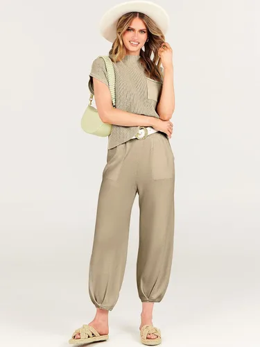 Vista 3 de ANRABESS Conjunto de dos piezas para mujer, suéter de punto y pantalones de cintura alta