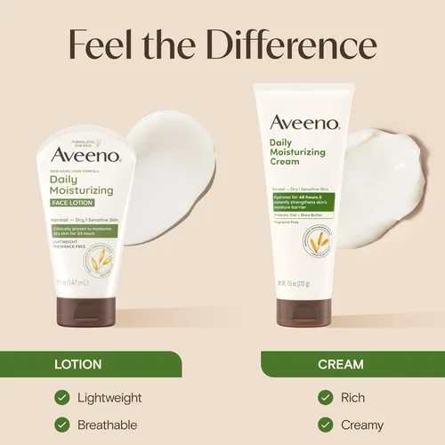 Vista 4 de Aveeno Loción facial hidratante diaria con avena prebiótica calmante, hidratante facial ligero y no graso para pieles normales a secas, sensibles