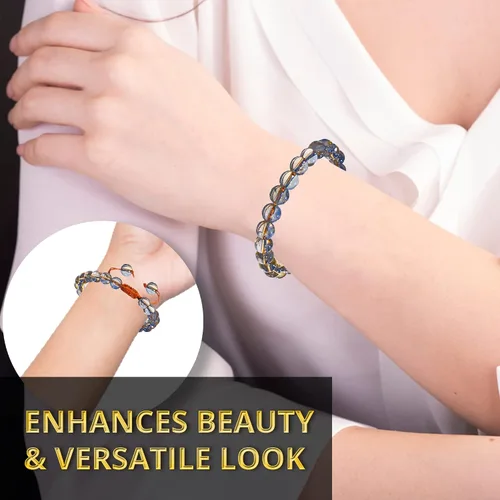 Vista 151 de Adjustable Crystal Bracelet – Gemstone Bead Bracelet with Adjustable Macrame String – Chic Gemstone Bracelet for Men and Women – 8mm Round Healing