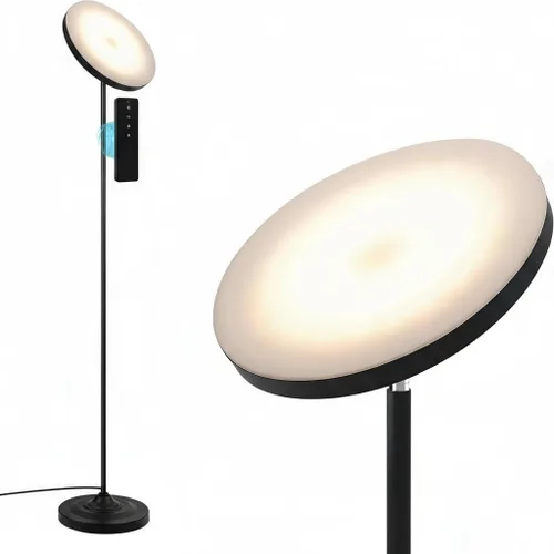 Vista 10 de hanaking Lámpara de pie brillante de 30W/2600LM con control remoto, lámpara de pie Torchiere que cambia de color RGB, ajuste continuo