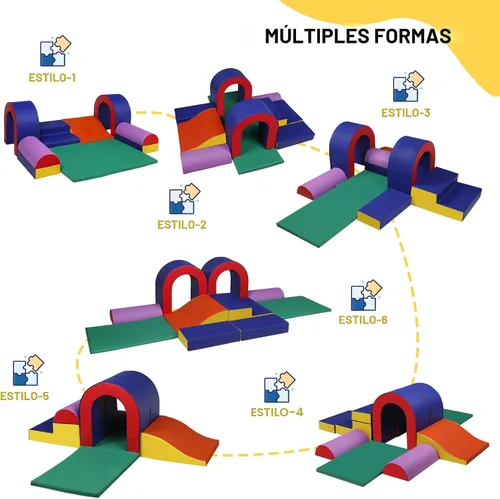 Vista 2 de TODEFULL Bloques de escalada de espuma de 10 piezas para niños pequeños, bloques de juego suave