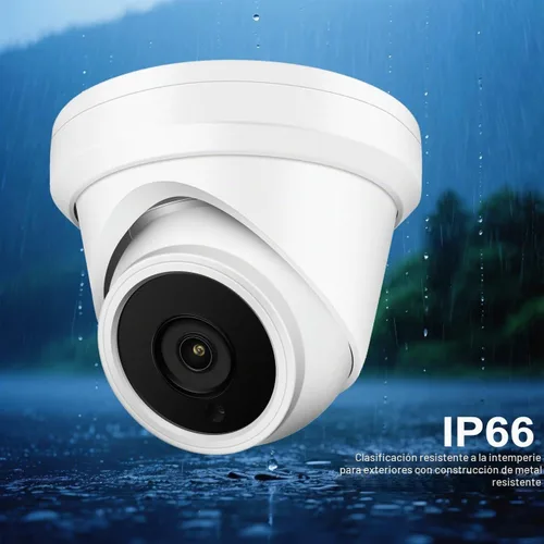 Vista 8 de Cámara domo de torreta IP PoE de 4 MP, gran angular de 0.1 in, H.265, cámara de seguridad CCTV resistente al agua IP66, cumple con la NDAA