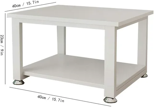 Vista 2 de TOMYEUS Printer Stand MDF Desktop Printer Stand 2-Layer Desktop Scanner Fax Machine Copier Rack for Home and Office Non-Slip Adjustable Foot Support