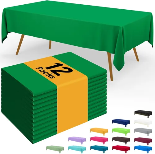 Vista 125 de Smiry - Juego de 6 manteles desechables, 54 x 78 pulgadas, manteles impermeables rectangulares para fiestas, cubierta de mesa de plástico