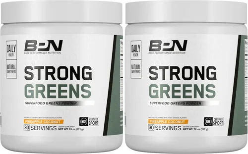 Vista 9 de BARE PERFORMANCE NUTRITION, BPN Strong Greens Superalimento en Polvo, Limón, 30 Porciones