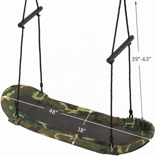 Vista 7 de Costzon Skycurve Columpio de árbol de plataforma, columpio rectangular de surf con asas, cuerdas para colgar en altura ajustable, borde acolchado