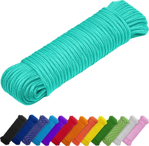 Vista 14 de TECEUM Cuerda – 90 pies x 1/4 pulgada (7mm) – Verde Ejército – Cuerda Utilitaria Versátil y Resistente – Acampada, Artesanía, Asta de Bandera