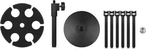 Vista 7 de Soporte para micrófonos múltiples, soporte de micrófono con cable e inalámbrico para soporte, soporta hasta 6 micrófonos, aluminio, negro