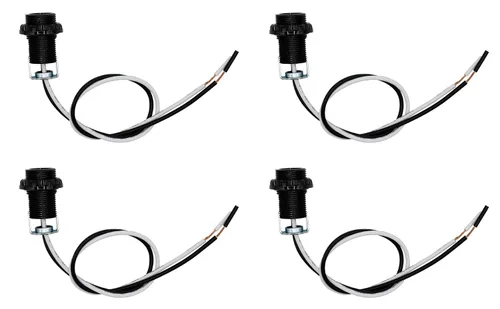 Vista 2 de Creative Hobbies® Candelabro E12 con cables de 12 pulgadas, rosca externa, soporte de montaje, anillo de acabado y sin llave Paquete de 4