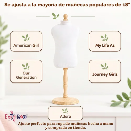 Vista 2 de Emily Rose Forma de maniquí de muñeca de 18 pulgadas, relleno 100% de algodón para coser y exhibir, compatible con ropa para muñecas American Girl
