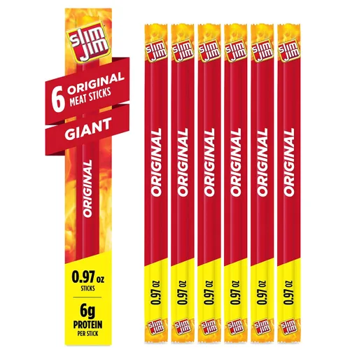 Vista 9 de Slim Jim - Palitos de carne seca ahumada gigante, sabor original, 0.97 onzas, 6