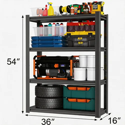 Vista 2 de Estantería industrial con almacenamiento ajustable, de acero resistente, para herramientas y equipos pesados, capacidad de 2000 lb